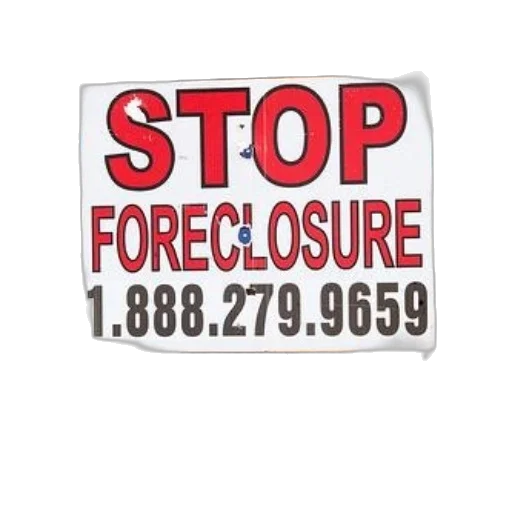sign, tree, trunk, reads, stop, foreclosure, bold, red transparent PNG cut-out