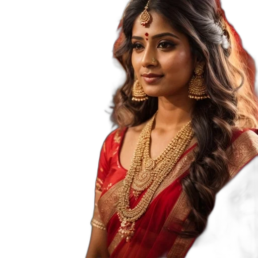 jewelry, photorealistic, oil painting, pencil sketch, south, asian, woman, elaborate transparent PNG cut-out