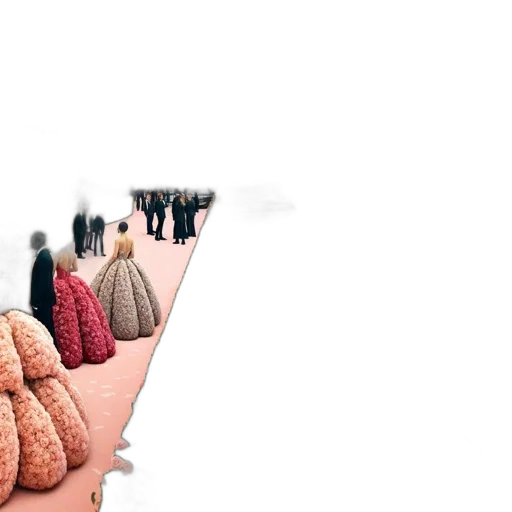 umbrella, jacket, crown, dress, concept art, 3d render, split-image, composition transparent PNG cut-out