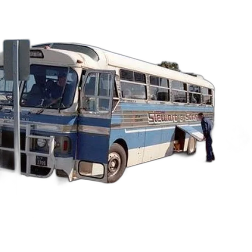 staff, 3d render, photorealistic, concept art, vintage, blue, white, bus transparent PNG cut-out