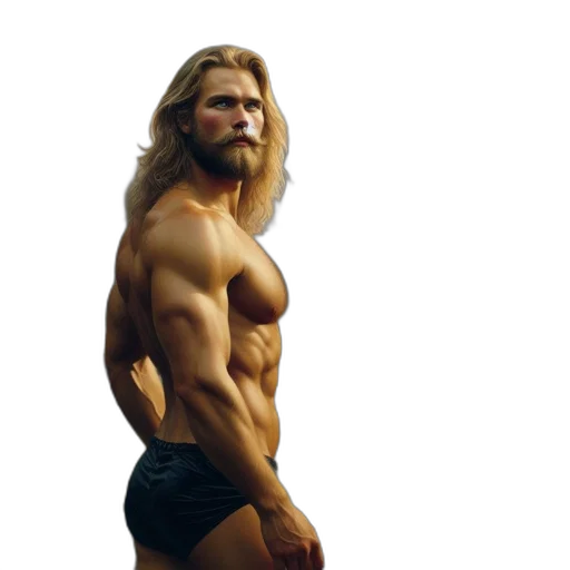 hair, animal, photorealistic, concept art, 3d render, fantasy art, muscular, man transparent PNG cut-out