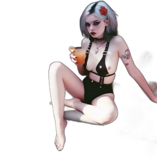 creature, dress, concept art, cyberpunk, fantasy art, pixel art, neon lights, fire transparent PNG cut-out