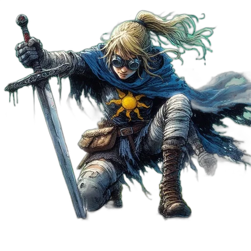 sword, weapon, staff, fantasy art, concept art, pixel art, comic book art, blue transparent PNG cut-out