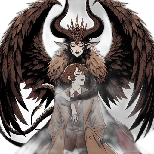 fantasy art, concept art, anime, pixel art, dark, two, characters, ethereal transparent PNG cut-out