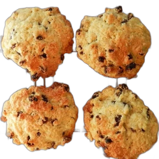food, crown, photorealistic, 3d render, four, golden-brown, cookies, raisins transparent PNG cut-out