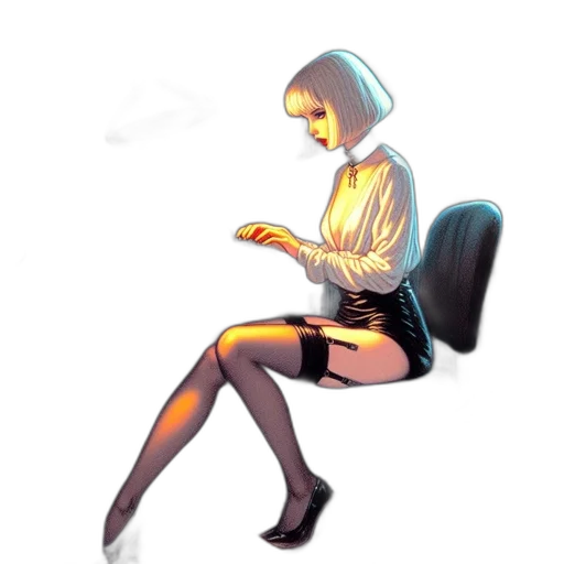 robot, dress, staff, jacket, concept art, pixel art, watercolor, anime transparent PNG cut-out