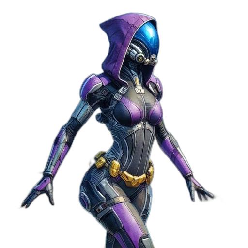 robot, mask, jacket, weapon, concept art, cyberpunk, 3d render, fantasy art transparent PNG cut-out