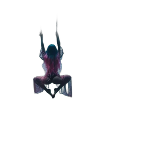 creature, robot, hair, staff, concept art, 3d render, pixel art, vaporwave transparent PNG cut-out