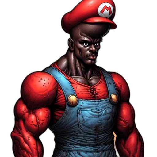 hat, comic book art, concept art, pixel art, muscular, more, mature, version transparent PNG cut-out