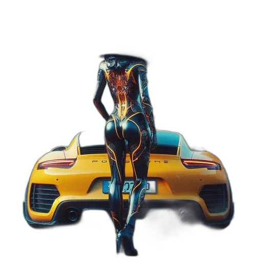 car, robot, dress, weapon, concept art, cyberpunk, 3d render, fantasy art transparent PNG cut-out