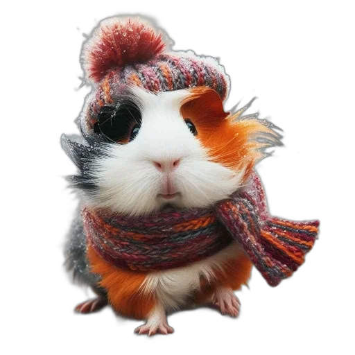 hat, animal, creature, jacket, photorealistic, concept art, 3d render, guinea transparent PNG cut-out