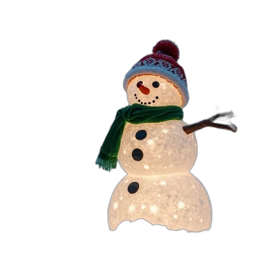 hat, staff, 3d render, snow, large, snowman, green, scarf transparent PNG cut-out