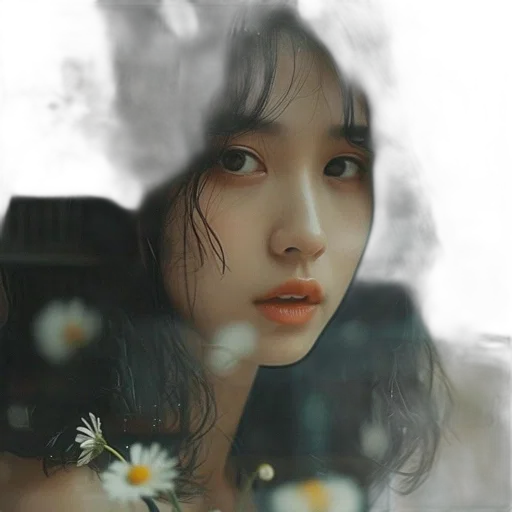 face, flower, photorealistic, oil painting, fantasy art, anime, rain, underwater transparent PNG cut-out