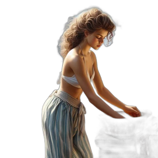 dress, oil painting, photorealistic, concept art, fantasy art, underwater, beach, sunset transparent PNG cut-out