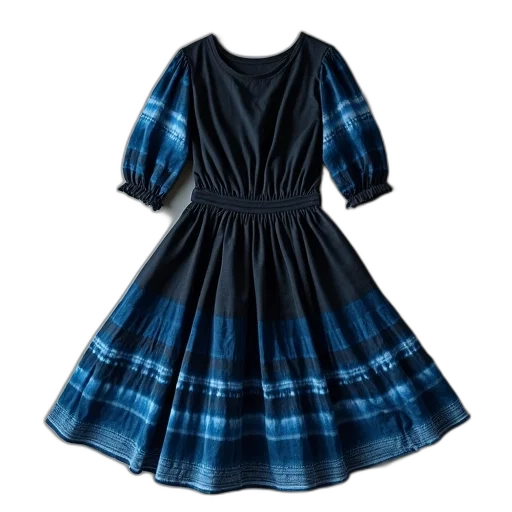 dress, blue, black, white, tie, dye, pattern transparent PNG cut-out