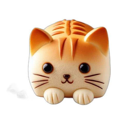 3d render, photorealistic, artfully, created, edible, cat, figure, adorns transparent PNG cut-out