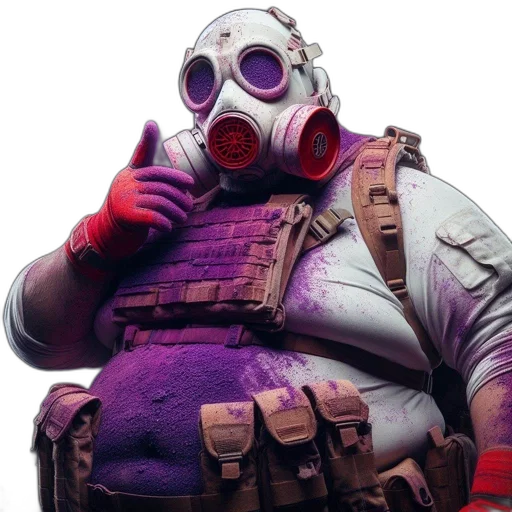 mask, weapon, jacket, creature, concept art, cyberpunk, 3d render, pastel transparent PNG cut-out