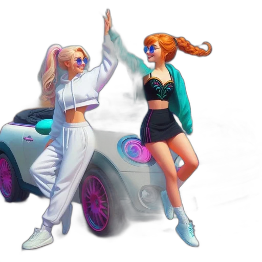 car, concept art, vaporwave, fantasy art, pixel art, neon lights, outer space, neon transparent PNG cut-out
