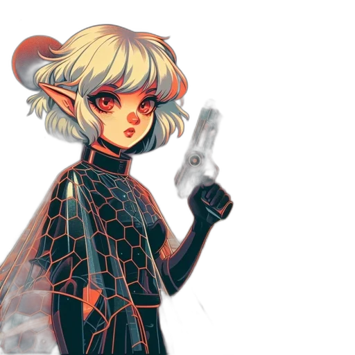 jacket, dress, robot, mask, concept art, pixel art, fantasy art, anime transparent PNG cut-out