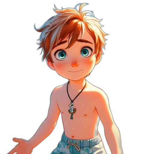 creature, cartoon, anime, concept art, 3d render, animated, boy, stands transparent PNG cut-out