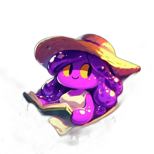 hat, creature, staff, weapon, concept art, watercolor, pixel art, vaporwave transparent PNG cut-out