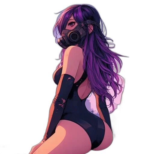 mask, dress, face, robot, cyberpunk, concept art, anime, pixel art transparent PNG cut-out