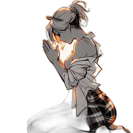 dress, jacket, mask, sword, concept art, watercolor, pixel art, anime transparent PNG cut-out