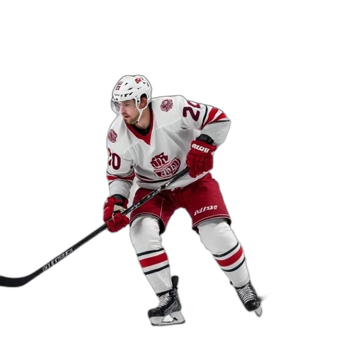 professional, hockey, player, ice, during, game, wearing, white transparent PNG cut-out
