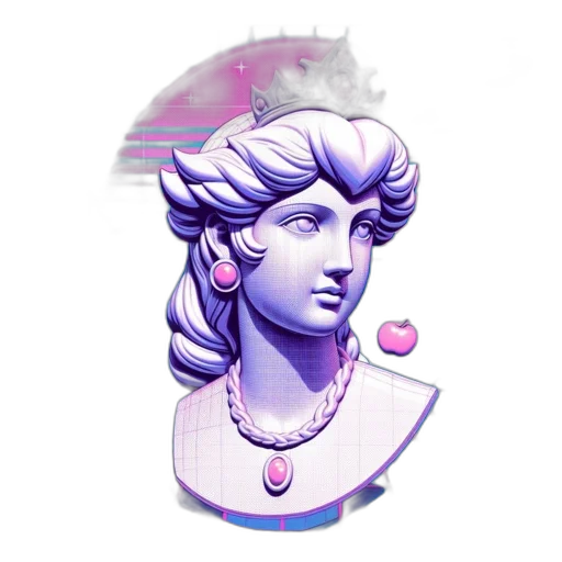 crown, jewelry, staff, face, vaporwave, pixel art, fantasy art, concept art transparent PNG cut-out