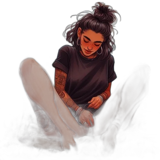face, hair, creature, concept art, fantasy art, watercolor, oil painting, fire transparent PNG cut-out