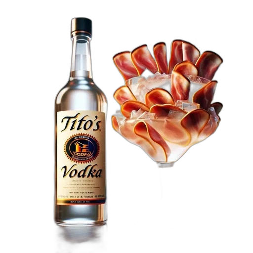 bottle, food, crown, photorealistic, 3d render, shot, tito, vodka transparent PNG cut-out