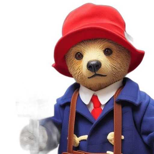 staff, anthropomorphic, bear, toy, blue, coat, red, hat transparent PNG cut-out