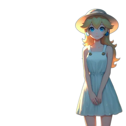 dress, staff, hat, face, anime, 3d render, concept art, pixel art transparent PNG cut-out