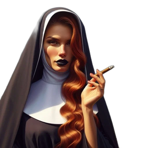 dress, concept art, fantasy art, photorealistic, comic book art, woman, nun, habit transparent PNG cut-out