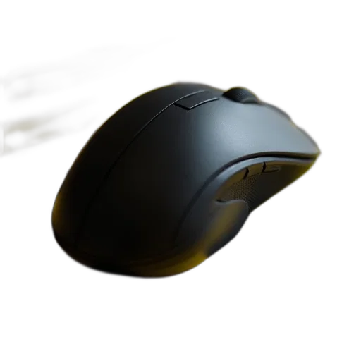 weapon, 3d render, photorealistic, black, ergonomic, computer, mouse, yellow transparent PNG cut-out