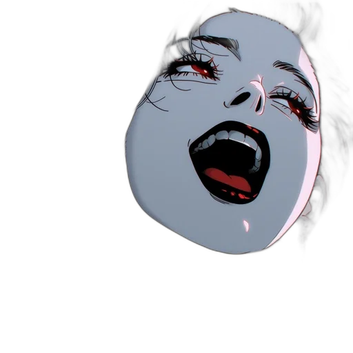 mask, face, creature, comic book art, photorealistic, cartoon, vaporwave, fire transparent PNG cut-out