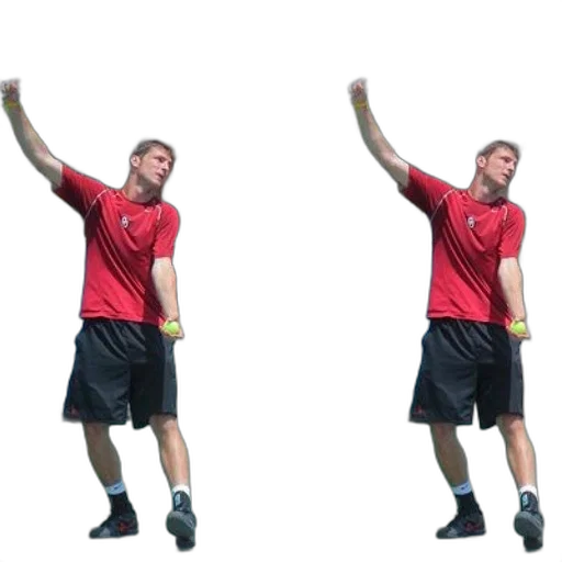 3d render, man, red, shirt, playing, tennis, court transparent PNG cut-out