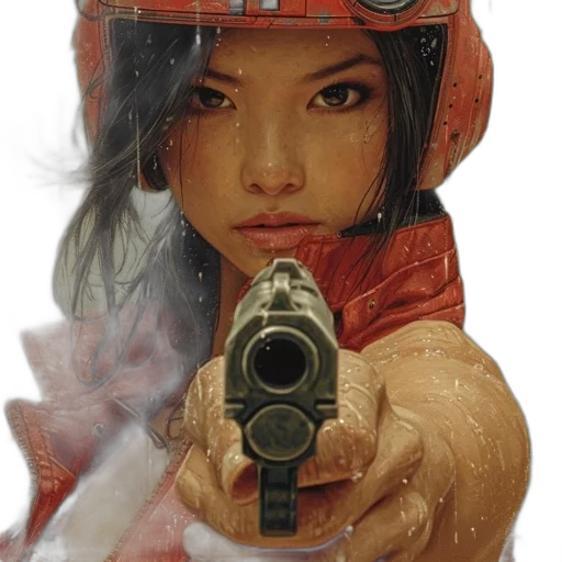 weapon, face, staff, mask, comic book art, photorealistic, concept art, cyberpunk transparent PNG cut-out