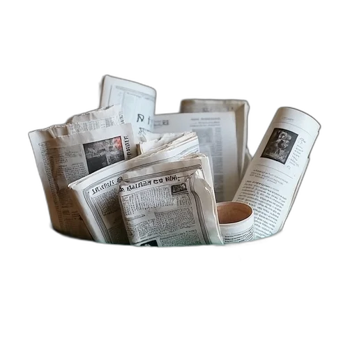 furniture, crown, 3d render, newspapers transparent PNG cut-out