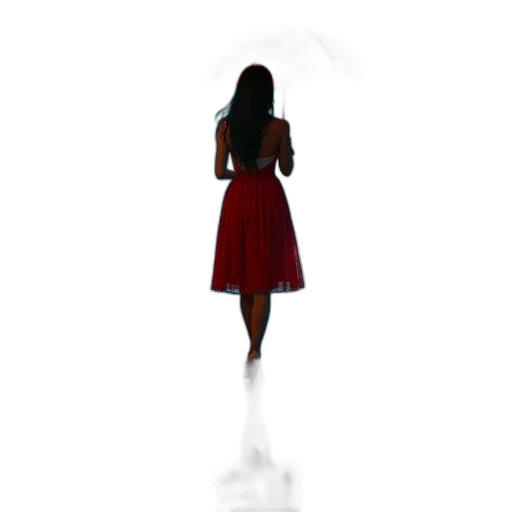 dress, umbrella, staff, robot, 3d render, concept art, pixel art, photorealistic transparent PNG cut-out