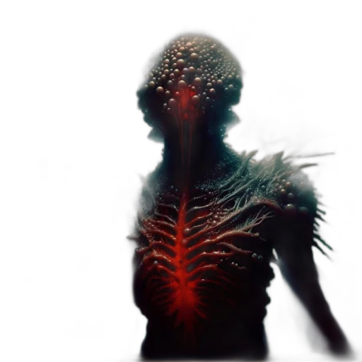 creature, hair, animal, mask, concept art, 3d render, fantasy art, cyberpunk transparent PNG cut-out