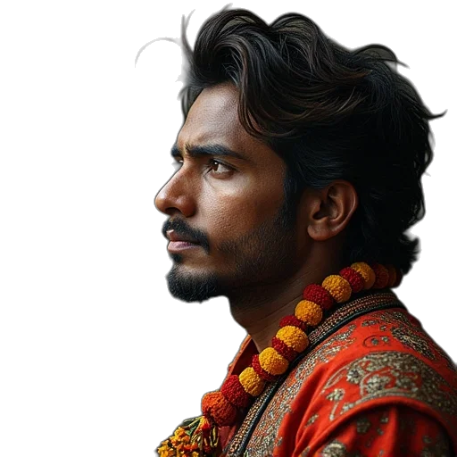 face, staff, crown, photorealistic, oil painting, fantasy art, pencil sketch, red transparent PNG cut-out