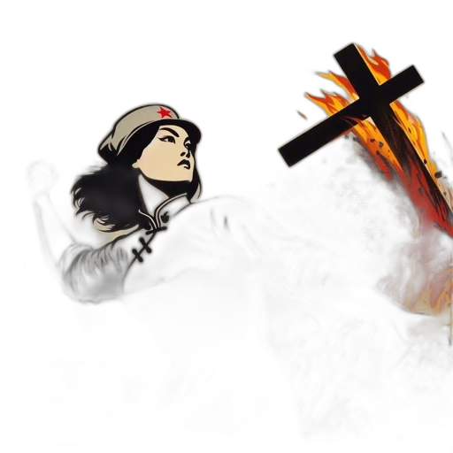 concept art, fantasy art, comic book art, pixel art, fire, illustrated, woman, gray transparent PNG cut-out