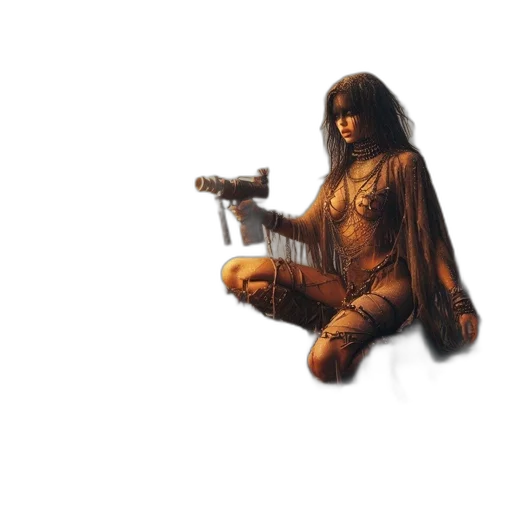 hair, weapon, concept art, pixel art, fantasy art, comic book art, barren, landscape transparent PNG cut-out