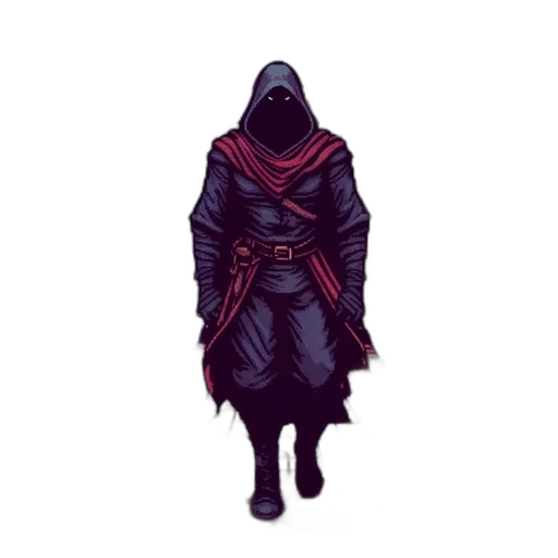 jacket, mask, staff, creature, concept art, pixel art, fantasy art, comic book art transparent PNG cut-out