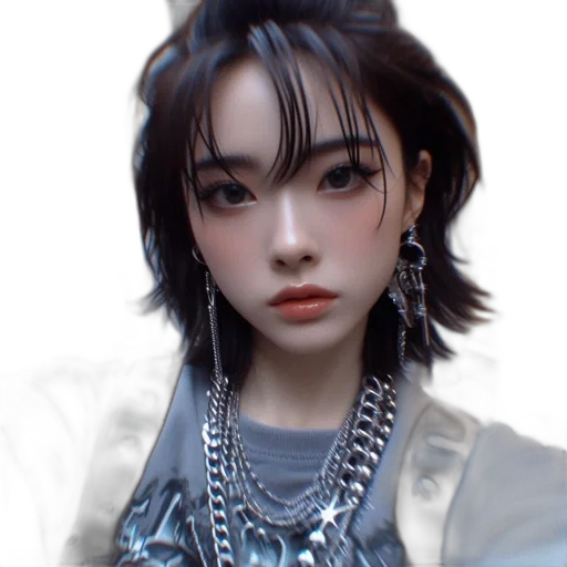 jewelry, jacket, face, staff, photorealistic, cyberpunk, fantasy art, oil painting transparent PNG cut-out