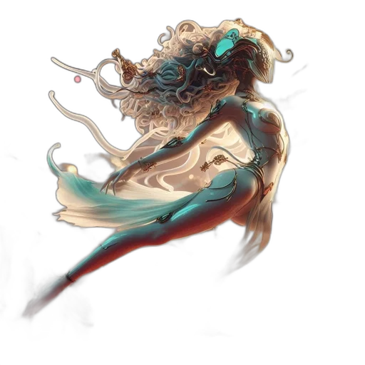 hair, dragon, creature, staff, fantasy art, concept art, watercolor, anime transparent PNG cut-out