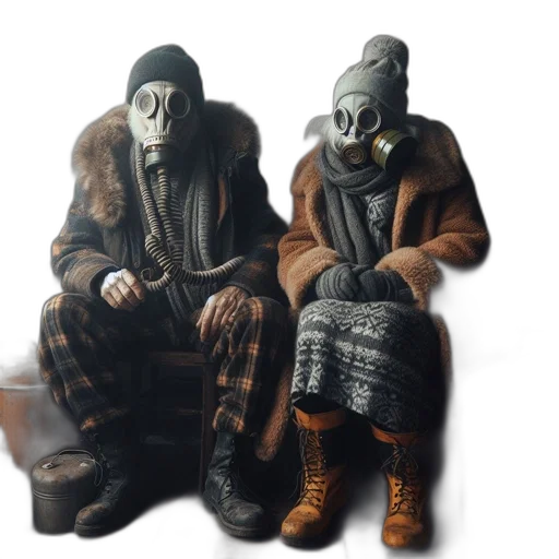 mask, jacket, concept art, 3d render, oil painting, photorealistic, snow, monochrome transparent PNG cut-out