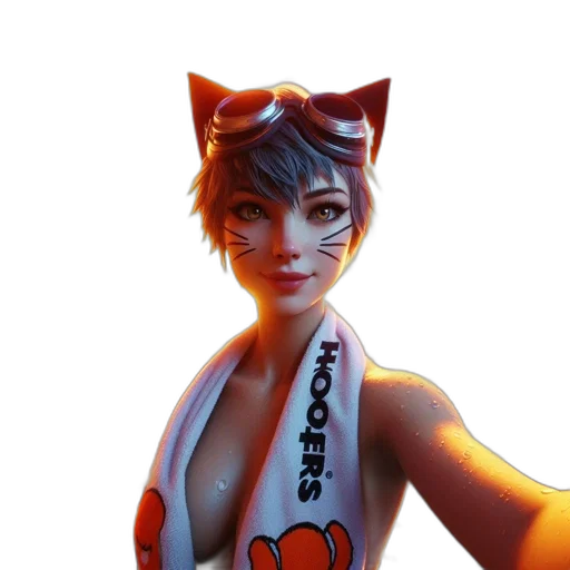 staff, dress, mask, 3d render, fantasy art, concept art, pixel art, cat-themed transparent PNG cut-out