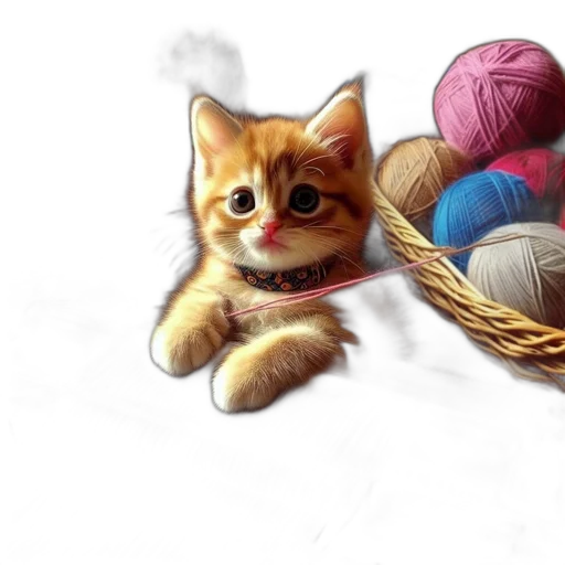 photorealistic, oil painting, fantasy art, pixel art, colorful, pastel, kittens, gather transparent PNG cut-out